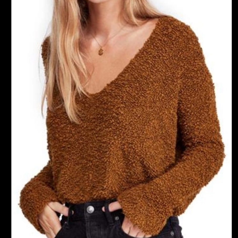 Free people cropped popcorn sweater
